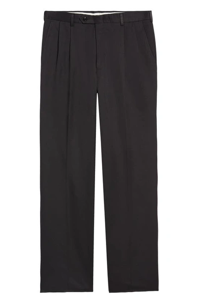 Shop Berle Classic Fit Pleated Microfiber Performance Dress Pants In Black
