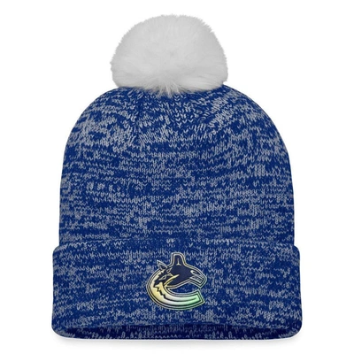 Shop Fanatics Branded Blue Vancouver Canucks Glimmer Cuffed Knit Hat With Pom