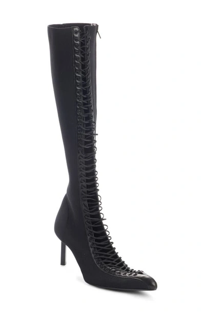 Shop Givenchy Show Lace-up Knee High Boot In 001-black