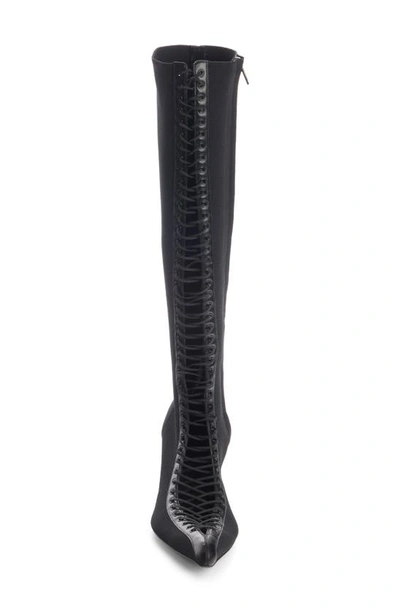 Shop Givenchy Show Lace-up Knee High Boot In 001-black