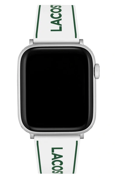 Shop Lacoste Silicone Apple Watch® Watchband In White