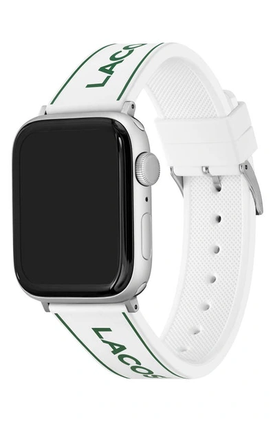 Shop Lacoste Silicone Apple Watch® Watchband In White