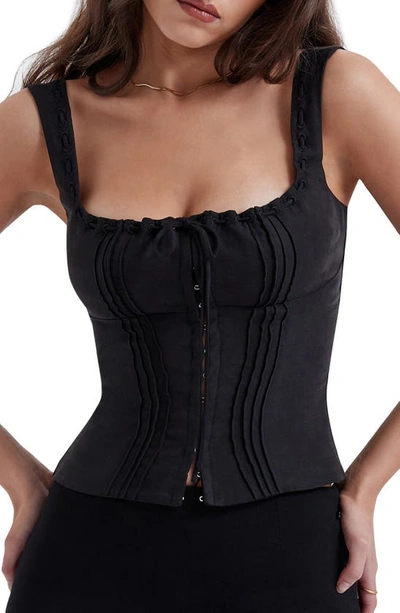 House Of Cb Chicca Square Neck Corset Top In Black