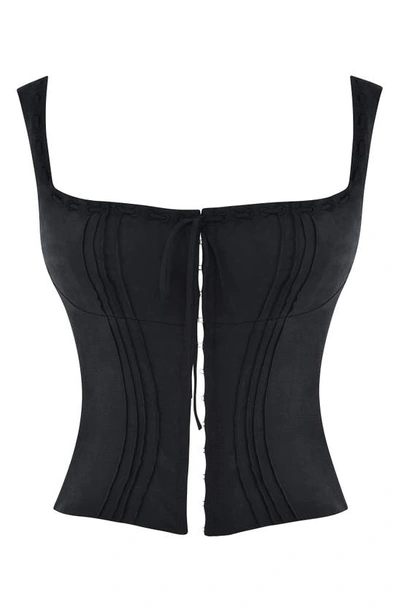 House Of Cb Chicca Square Neck Corset Top In Black