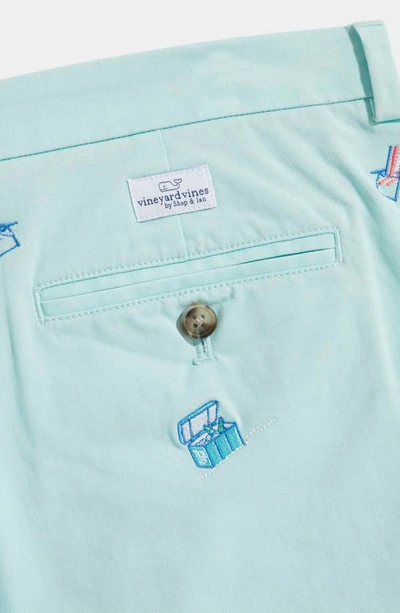 Shop Vineyard Vines Breaker Embroidered Stretch Flat Front Shorts In Crystal Blue