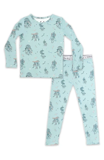 Shop Bellabu Bear Kids' Fitted Two-piece Pajamas In Dreamcatcher Blue