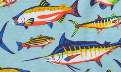 Hatley Kids' Lots Of Fish Fitted Two-piece Cotton Pajamas In Stillwater
