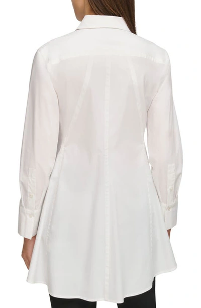 Shop Donna Karan Embroidered Poplin Tunic Shirt In White