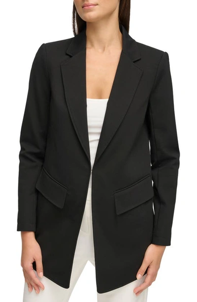 Shop Donna Karan Luxe Cotton Blend Longline Blazer In Black