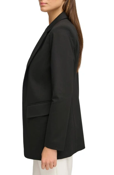 Shop Donna Karan Luxe Cotton Blend Longline Blazer In Black