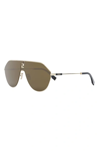 Shop Fendi The Ff  Match Round Sunglasses In Shiny Endura Gold / Brown