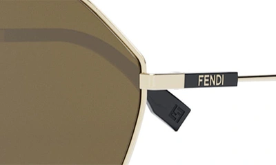 Shop Fendi The Ff  Match Round Sunglasses In Shiny Endura Gold / Brown
