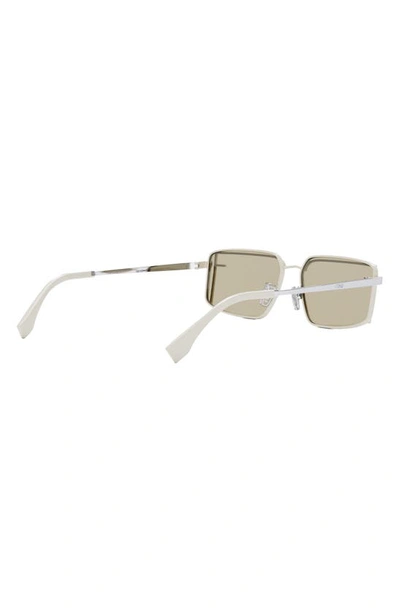 Shop Fendi The  First Sight Rectangular Sunglasses In Ivory / Green