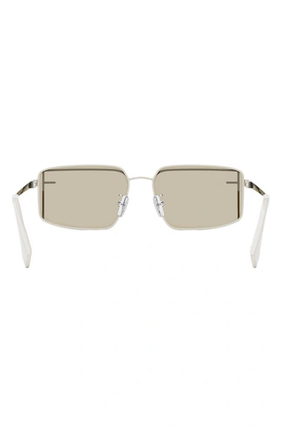 Shop Fendi The  First Sight Rectangular Sunglasses In Ivory / Green