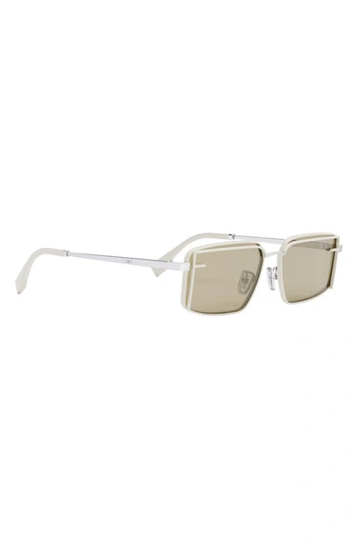 Shop Fendi The  First Sight Rectangular Sunglasses In Ivory / Green