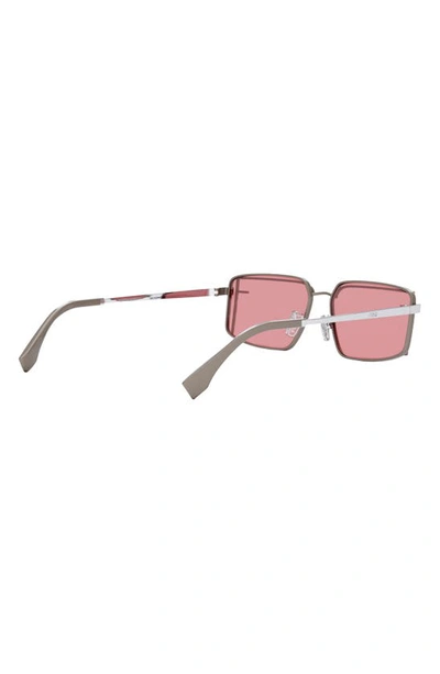 Shop Fendi The  First Sight Rectangular Sunglasses In Dark Brown / Bordeaux