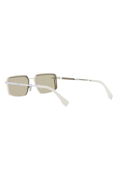 Shop Fendi The  First Sight Rectangular Sunglasses In Ivory / Green