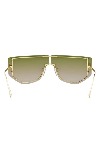 Shop Fendi The  First Rectangular Sunglasses In Shiny Endura Gold / Green