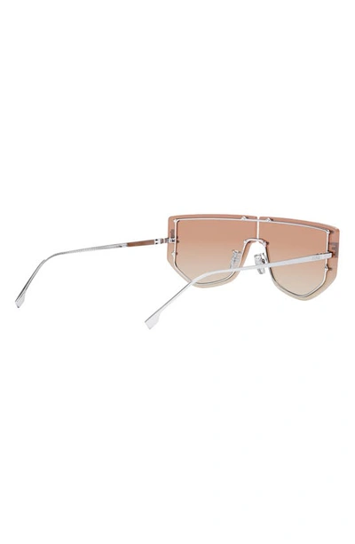 Shop Fendi The  First Rectangular Sunglasses In Shiny Palladium / Bordeaux