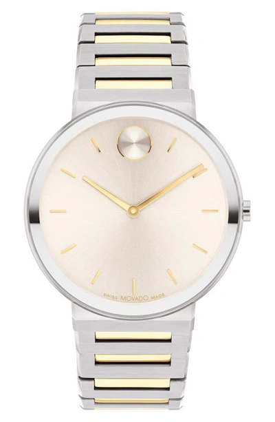 Shop Movado Horizon Bracelet Watch, 40mm In Beige