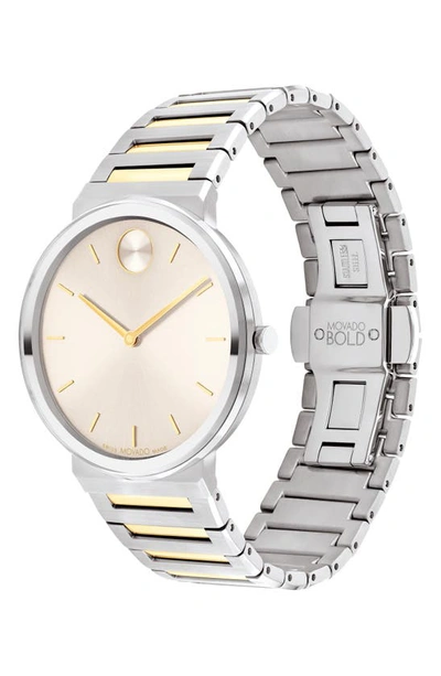 Shop Movado Horizon Bracelet Watch, 40mm In Beige