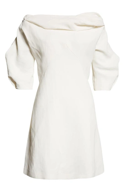 Shop Jil Sander Twisted Cowl Neck Cocoon Sleeve Minidress In 100 - Optic White