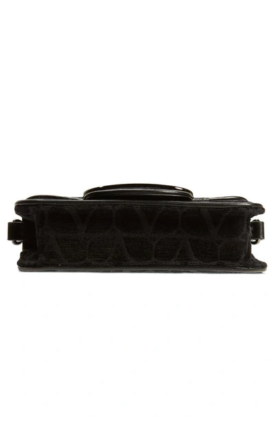 Shop Valentino Mini Locò Vlogo Toile Canvas Shoulder Bag In 0no - Black