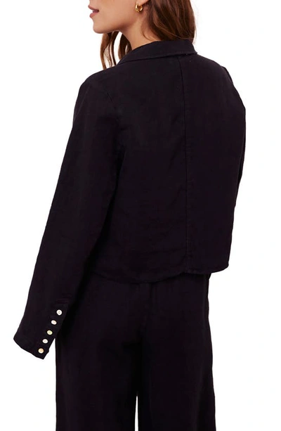 Shop Bella Dahl Crop Linen Blazer In Black