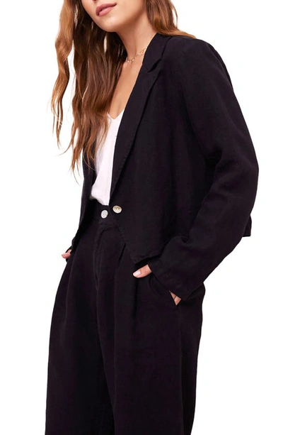 Shop Bella Dahl Crop Linen Blazer In Black