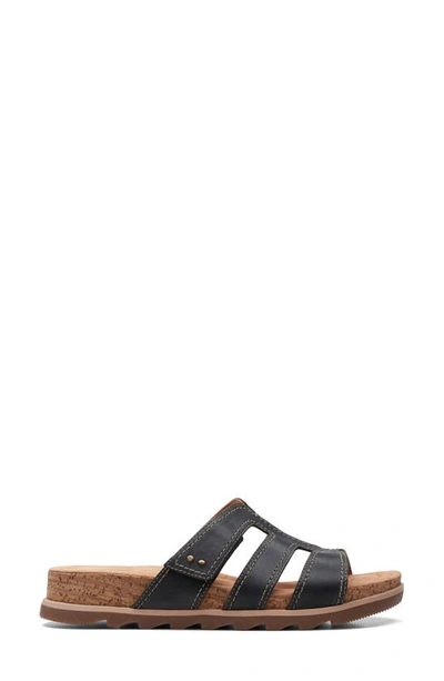 Shop Clarks Yacht Coral Leather Sandal In Black Leather