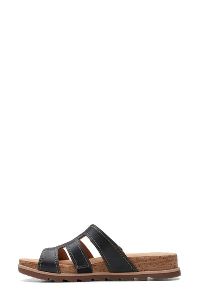 Shop Clarks Yacht Coral Leather Sandal In Black Leather