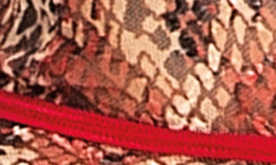 Mapalé Mapale Strappy Snakeskin Print Bralette & Thong Set In Red Print