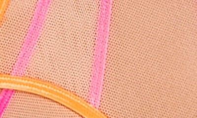 Shop Mapalé Tulle Bralette, Thong & Garter Belt Set In Nude / Neon