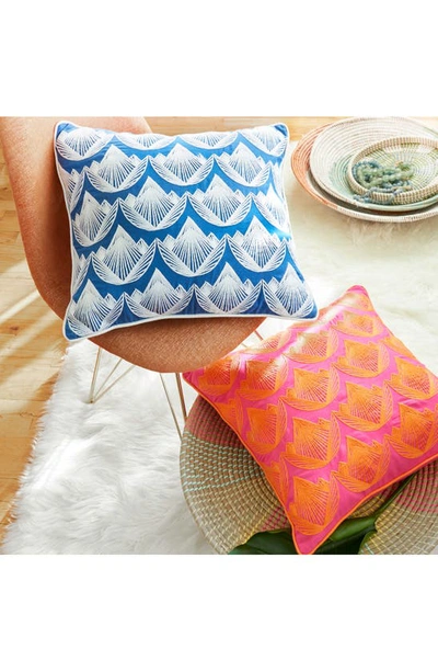 Shop Rochelle Porter Lotus Cotton Accent Pillow In Orange/ Magenta
