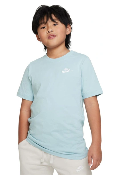 Shop Nike Kids' Embroidered Swoosh T-shirt In Ocean Bliss