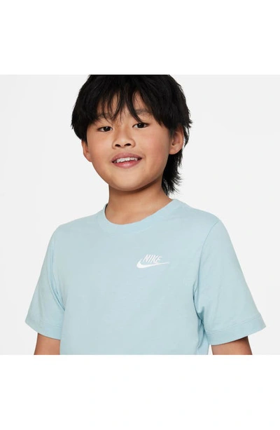 Shop Nike Kids' Embroidered Swoosh T-shirt In Ocean Bliss