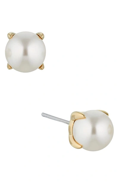 Shop Nadri Dot Dot Dot Imitation Pearl Stud Earrings In Gold/ Pearl