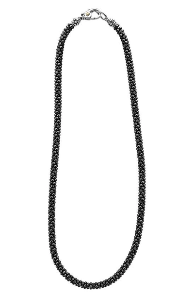 Shop Lagos Caviar Bead Rope Necklace In Silver