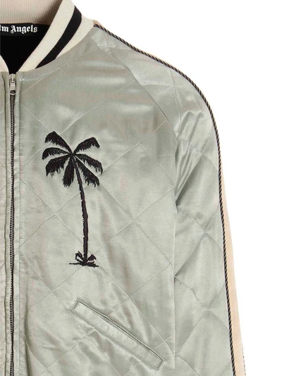 Shop Palm Angels 'memorabilia' Bomber Jacket In Gray