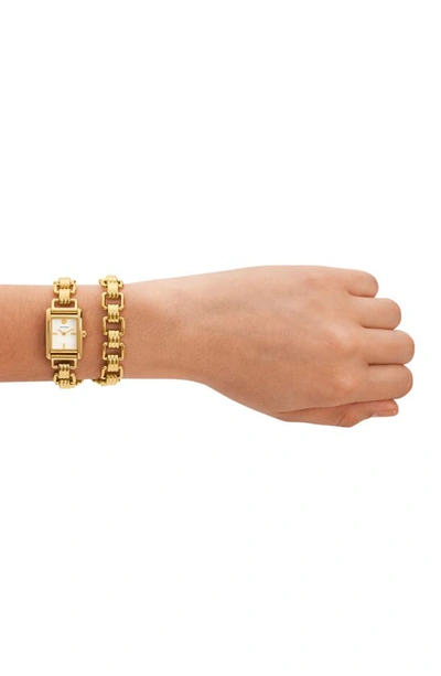 Shop Tory Burch The Eleanor Mini Bracelet Watch & Bracelet Set, 28mm In Gold