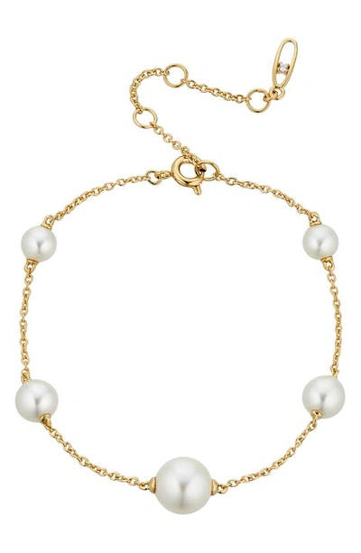 Shop Nadri Dot Dot Dot Imitation Pearl Station Bracelet In Gold With Pearl
