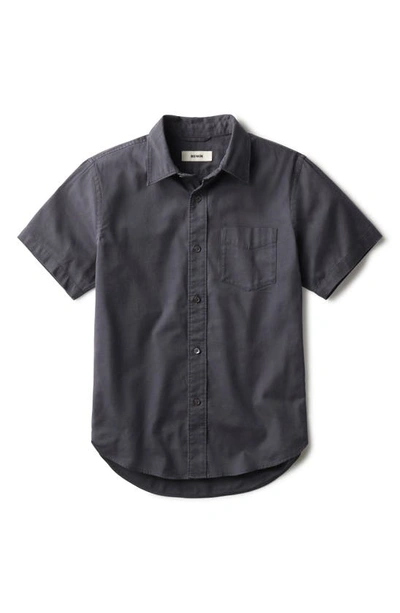 Shop Buck Mason Draped Twill Short Sleeve Button-up Shirt In Anchor