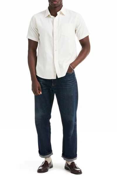 Shop Buck Mason Draped Twill Short Sleeve Button-up Shirt In Natural