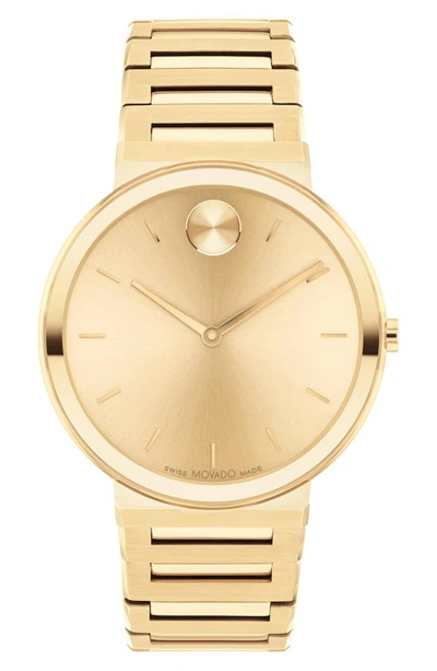 Shop Movado Horizon Bracelet Watch, 40mm In Yellow Gold