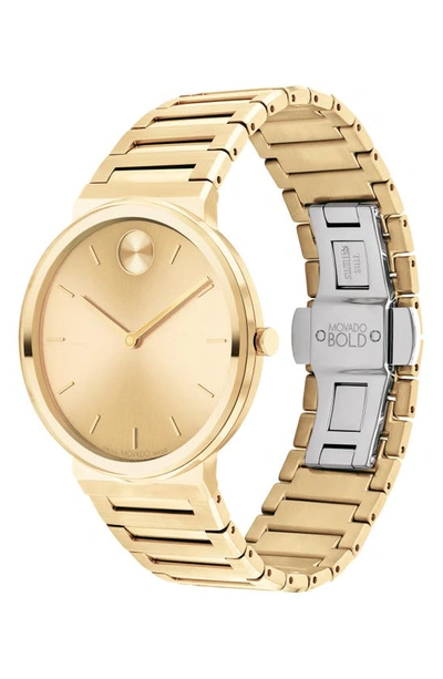 Shop Movado Horizon Bracelet Watch, 40mm In Yellow Gold