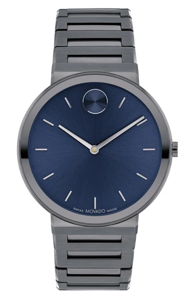 Shop Movado Horizon Bracelet Watch, 40mm In Blue