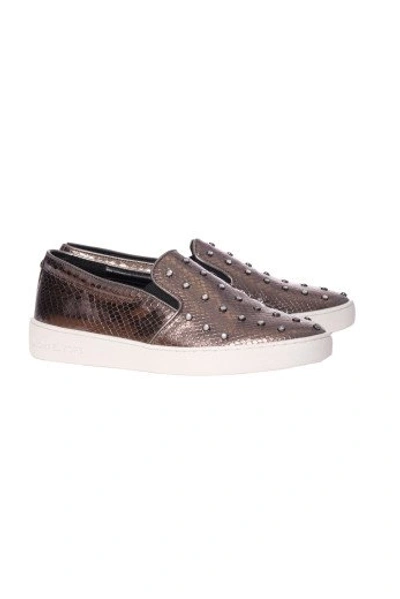 Michael Michael Kors Embellished Slip-on Sneakers In Gunmetal