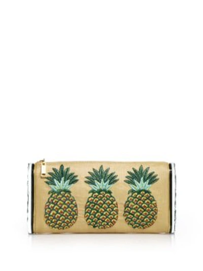 Shop Edie Parker Lara Jumbo Raffia & Acrylic Pineapple Clutch In Beige-multi
