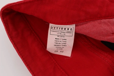 Shop Costume National Red Cotton Blend Super Slim Fit Women's Jeans