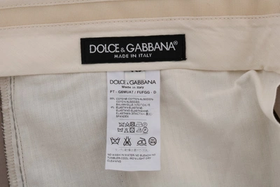 Shop Dolce & Gabbana Beige Cotton Stretch Chinos Men's Pants